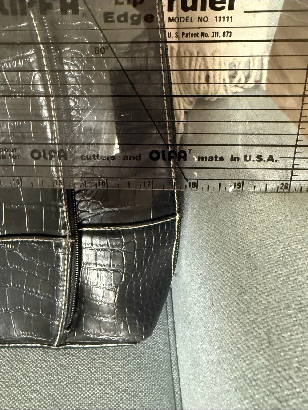 Chic, Retro Merona Black Croc-Embossed Vegan Leather Laptop Tote